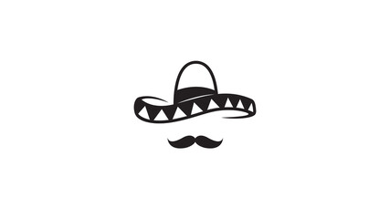Creative Mexican Sombrero Mustache Head Traditional Logo - obrazy, fototapety, plakaty