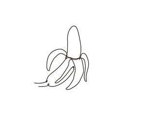 Fototapeta premium Continuous one line drawing of banana. single line banana hand drawn minimalism design.