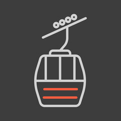 Ski lift gondola flat vector icon on dark background © nasik