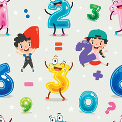 Seamless Pattern Design With  Cartoon Character