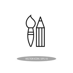 Vector icon brush and pencil. No background