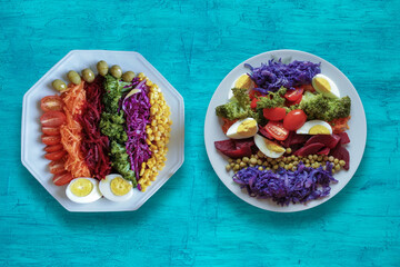 Food plate with healthy colorful salad