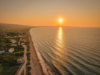 Almyros beach sunset aerial view