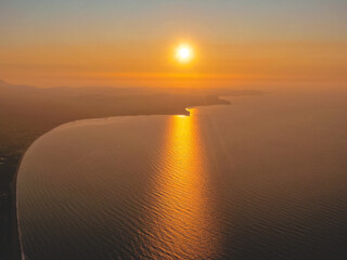 Greece sunset aerial view