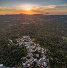 agioi douloi village  greece sunset aerial view