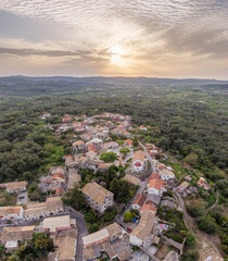 agioi douloi village corfu  sunset aerial view