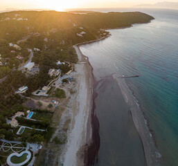 Apraos beach sunset aerial view