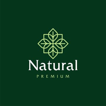 Abstract ornamental green mandala or flower swirl leaf logo icon vector design. Elegant premium ornament vector logotype symbol.