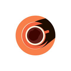 Icon cup of coffee on the table. Morning coffee, morning newspaper. Vector  retro flat trending illustration.