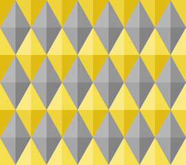 Seamless abstract background pattern. 3D diamond shape, yellow, gray. Color trend 2021. Textured design for fabric, tile, cover, poster, textile, backdrop, flyer, brochure, wall. Vector illustration.