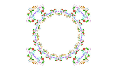 Floral Ornament Decoration Series 7.  Colorful Unique Floral and Ornament Seamless Pattern.  Abstract Floral,Ornament and Geometric Trendy  Frame  Background.
