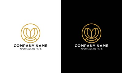 Linear lotus logo vector design. Flower circle icon. Yoga logotype.