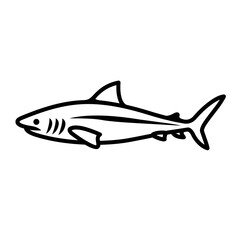 Shark icon. Black line vector isolated icon on white background. Best for menus of restaurants, cafes, bars and food courts.