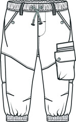 CARGO PANTS FLAT SKETCH. Technical drawing of fashion cargo pants for teenagers