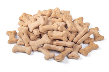 Studio lighting. dog food in the shape of a bone. On a white background.