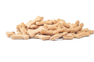 Studio lighting. dog food in the shape of a bone. On a white background.