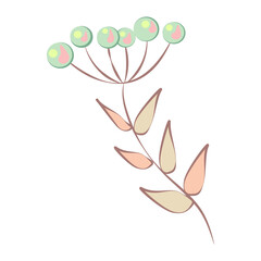 Color botanical vector illustration of single plant. Abstract Plant Art element design for print, pattern, fabric