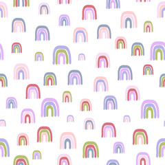 Seamless vector pattern with hand drawn rainbows on white background  Creative kids style texture for fabric wrapping textile wallpaper apparel The surface pattern design