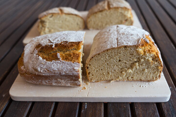 natural homemade sourdough bread with golden crust