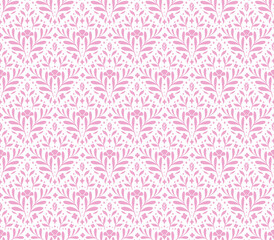 Elegant Damask Floral Vector Seamless Pattern. Decorative Flower Illustration. Abstract Art Deco Background.