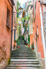 Fototapeta na wymiar Stairs and street of Monterosso, Cinque Terre, Italy