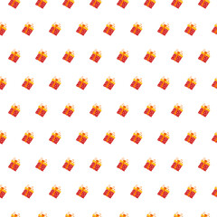 Vector seamless pattern with gift boxes on white background. Christmas, New Year, holidays, birthday background. Vector illustration