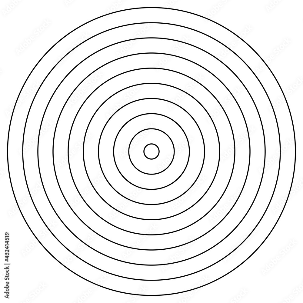 Poster Ten circles in one. Vector simple circles target.
