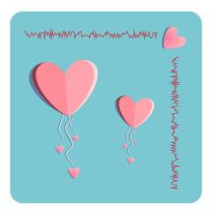 Obraz na płótnie Canvas Paper hearts soar in the air - romantic card