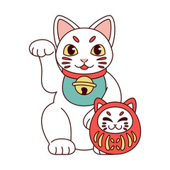 Isolated Japanese Maneki Neko Lucky cat