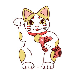 Isolated Japanese Maneki Neko Lucky cat