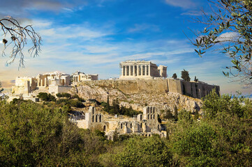 The Acropolis of Athens with the Parthenon, the Temple of goddess Athena