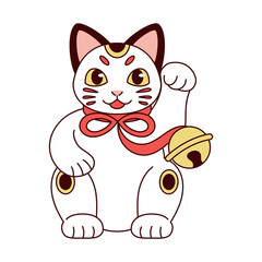 Isolated Japanese Maneki Neko Lucky cat