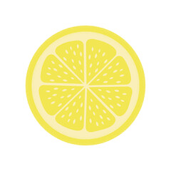 Lemon slice in a cut isolated on white. Cute print for printing on decorative pillows, kitchen textiles, clothing. 