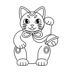 Fototapeta premium Outline of a Japanese Maneki Neko