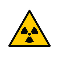 Radiation hazard sign. Triangular icon. Yellow background.
