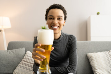 African American Girl Beer Video Conference