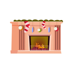 Christmas Fireplace Flat Composition