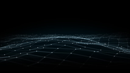 beautiful abstract wave technology background.Connection structure.Big data visualization and Business .