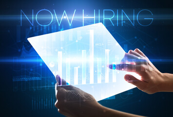 Hand holding futuristic, business concept