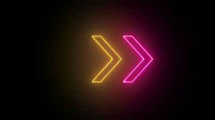 3D rendering of glowing neon arrows on a black background. Can be used to create a variety of presentations