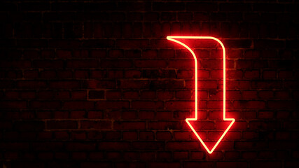 3D rendering of glowing neon arrows on a brick wall background © Vitaly