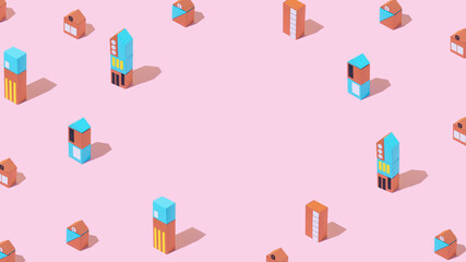Minimal residential area concept with paper buildings and houses. Creative housing background concept.
