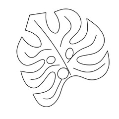 Monstery botanical drawing Tropical Jungle leaf Nature Concept logo icon Jungle line Palm leaves. Tropical Monstera plant isolated on a white background. Large leaves of the tropical Monstera plant.
