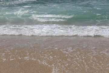 Mexican beach. Waves close up. Vacations.