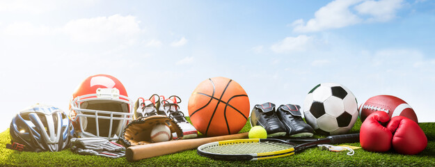Various Sport Equipment And Balls