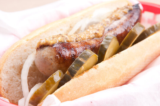 organic heritage bratwurst sausage from a local farm