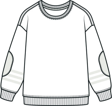 SWEATSHIRT Flat Sketch. Sweatshirt Technical Drawing For Boys.