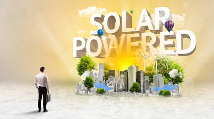 Fototapeta premium Rear view of a businessman, Environmental protection concept