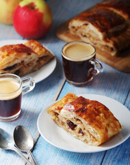 Traditional Austrian strudel with apples