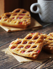 Coffee time with backed pastry